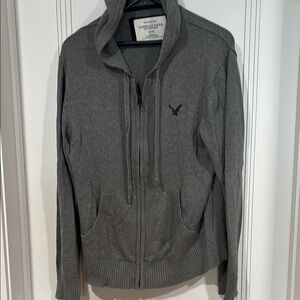 American Eagle Outfitters Gray Zip Up hooded Sweater - vintage
